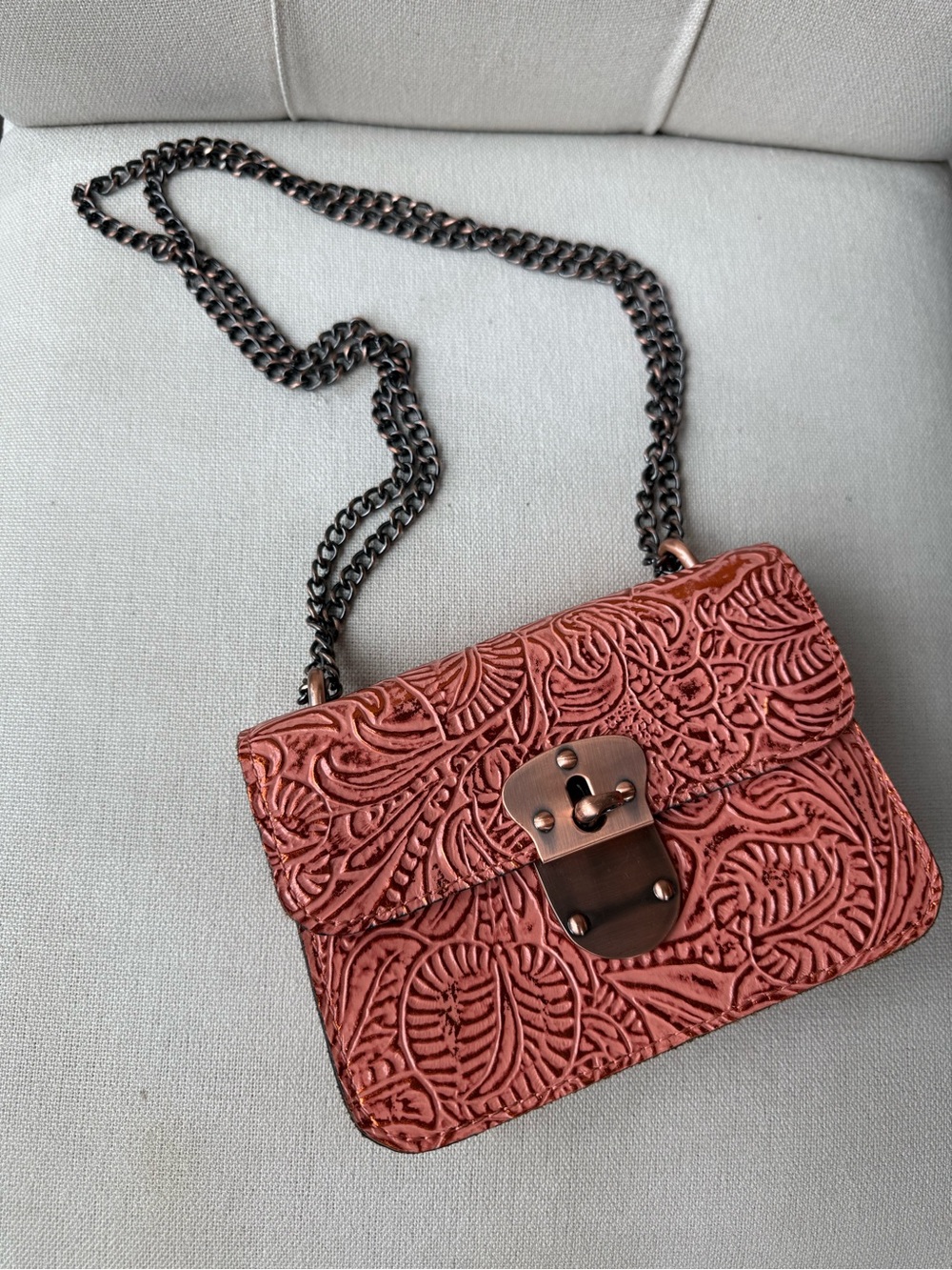 Patricia Nash Embossed Leather Crossbody - coral